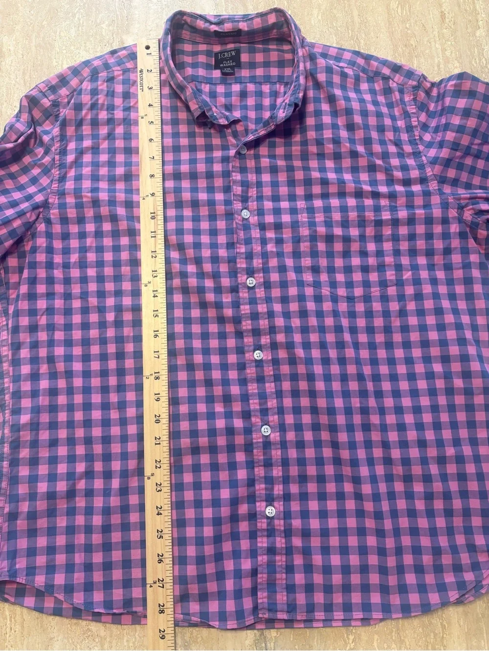 Lot of 2 J.Crew Mens XXL Flex Washed Classic Fit Gingham Button Down Shirts #007